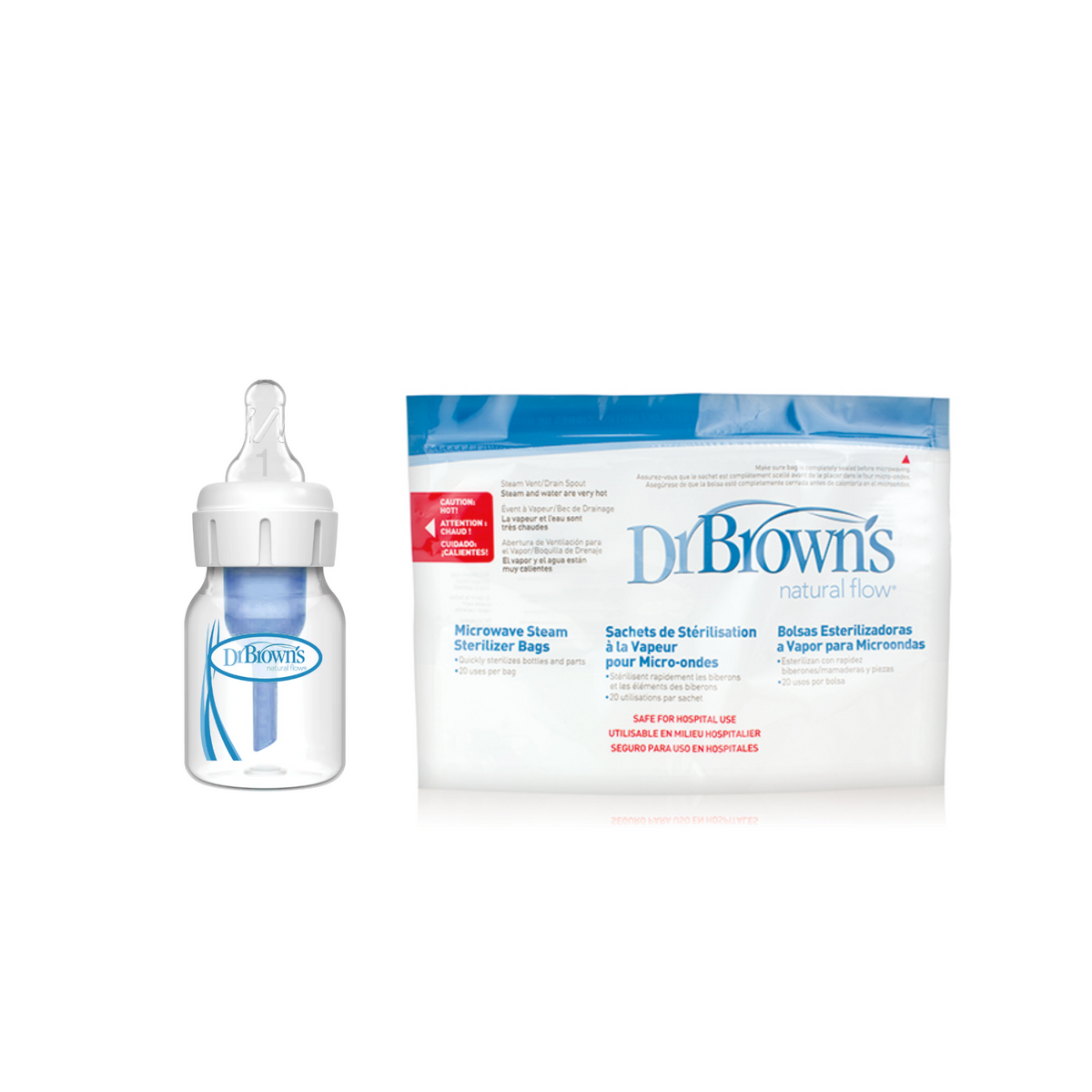 Pack promocional: Mamadera Anticólicos 60ml + Bolsa de Esterilizar | Dr. Brown's