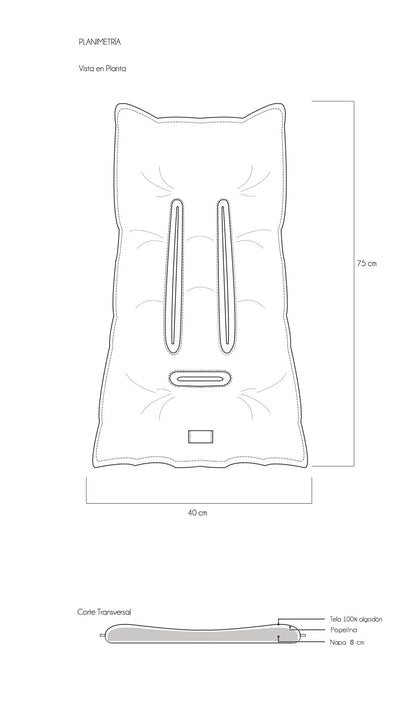 Cojín para Coche - Algodón - Azul Cuadrille | Baby Mattress