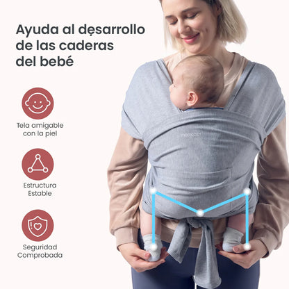 Portabebé Fular - Gris | MomCozy