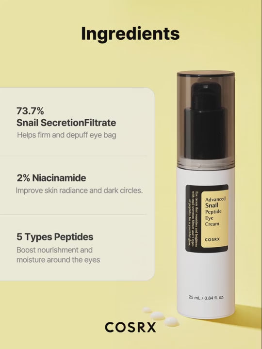 Load video: COSRX Advanced Snail Peptide Eye Cream 25ml