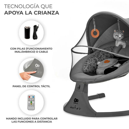 Silla Mecedora / Hamaca Eléctrica Lumi 2 - Gris Oscuro | Kinderkraft