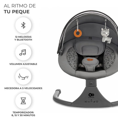 Silla Mecedora / Hamaca Eléctrica Lumi 2 - Gris Oscuro | Kinderkraft