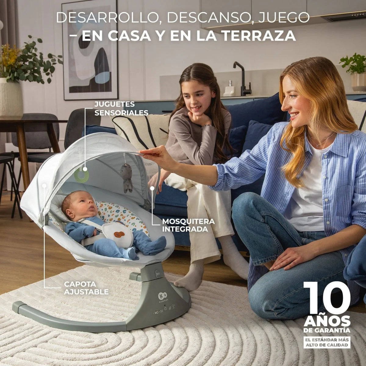 Silla Mecedora / Hamaca Eléctrica Lumi 2 - Gris Oscuro | Kinderkraft