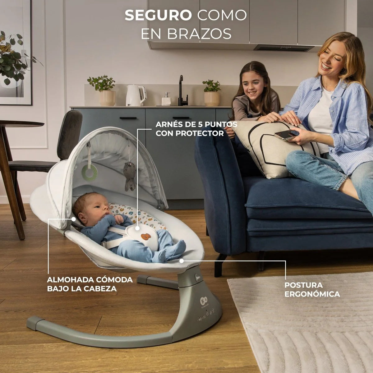 Silla Mecedora / Hamaca Eléctrica Lumi 2 - Gris Oscuro | Kinderkraft
