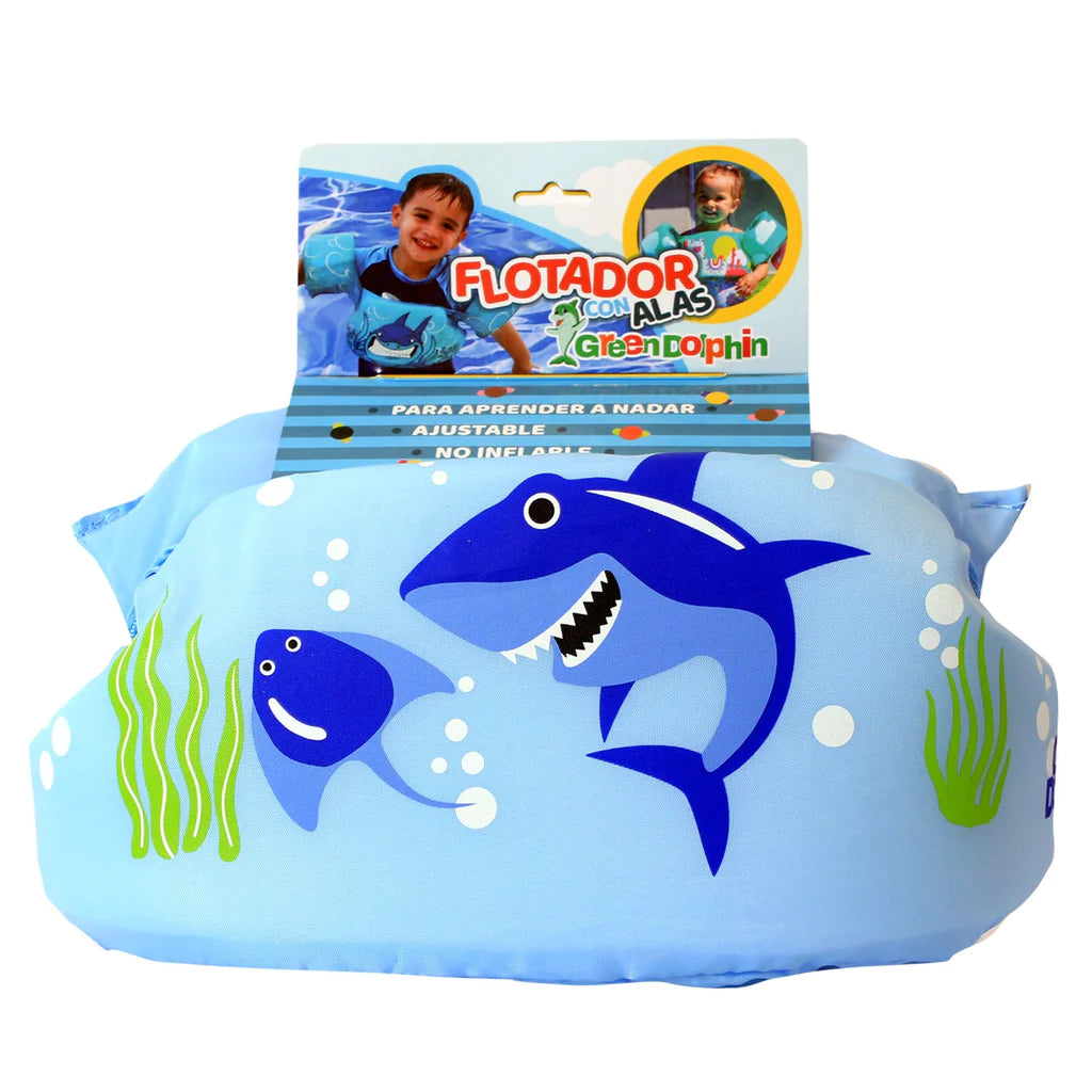 Flotador con Alitas Tiburón Celeste | Green Dolphin