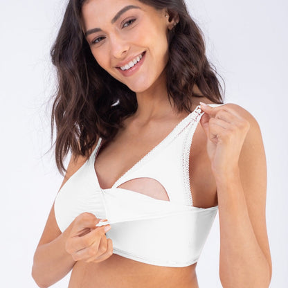 Draped Nursing and Pregnancy Bra - White
