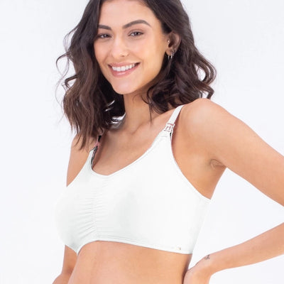 Draped Nursing and Pregnancy Bra - White