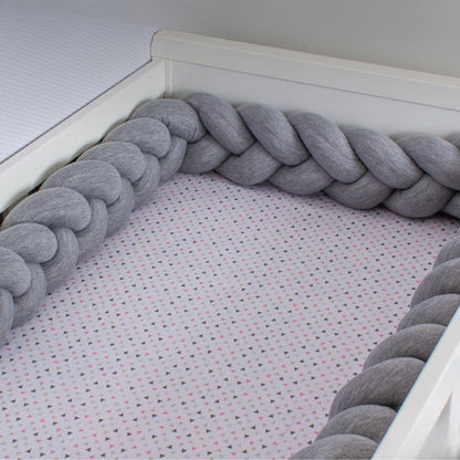 Protector de Cuna Trenza - Gris | Nueve Lunas