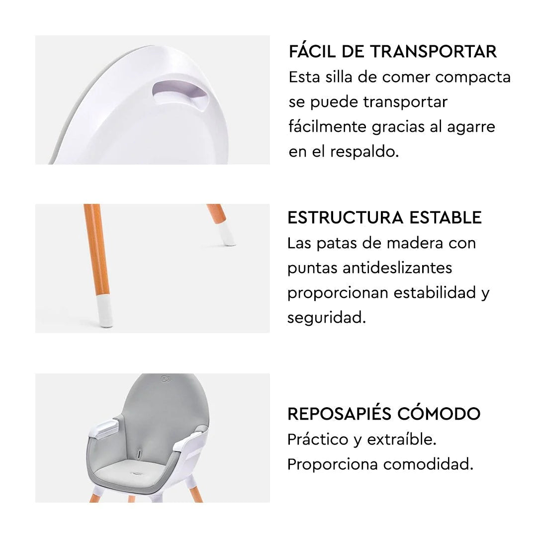 Silla De Comer 2 en 1 Fini - Negra | Kinderkraft