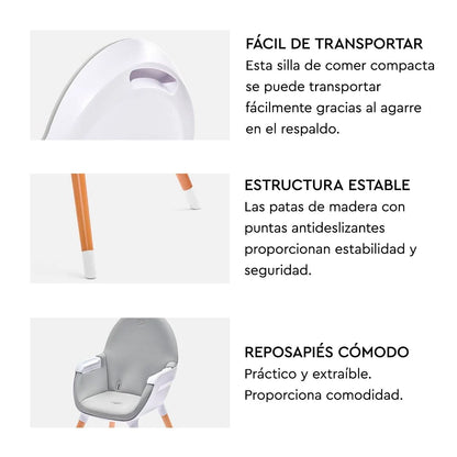 Silla De Comer 2 en 1 Fini - Negra | Kinderkraft